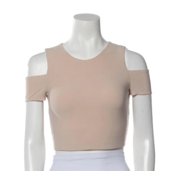 Alice + Olivia Ballet Pink Cold Shoulder Crop Top - Picture 1 of 13